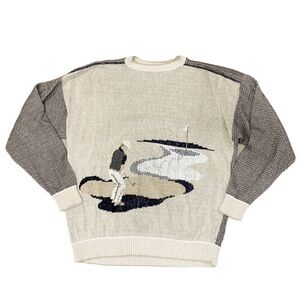 Vintage Jack Nicklaus men’s golfer knit crewneck sweater beige size xl